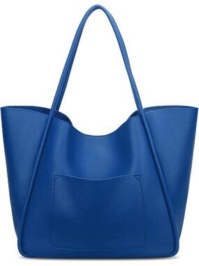 Women's Royal Blue Vegan Leather Large Capacity Travel Bag Tote Handbag